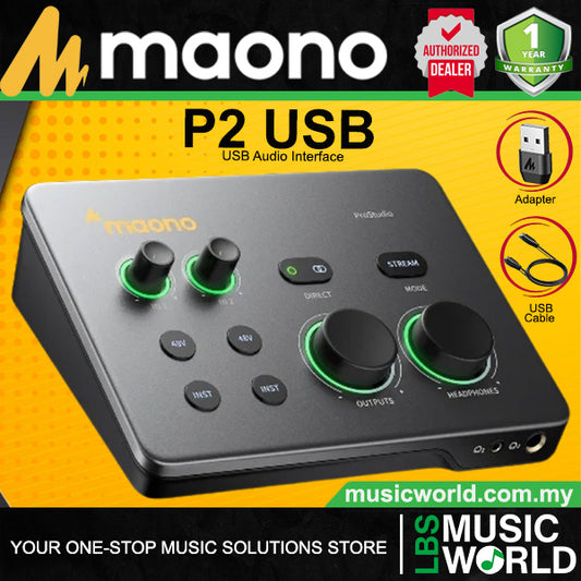 Maono P2 USB Hybrid Audio Interface Portable Studio Recording for PC and Mobile
