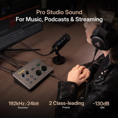 Maono P2 USB Hybrid Audio Interface Portable Studio Recording for PC and Mobile