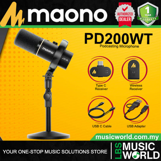 Maono PD200WT USB or XLR Dynamic Cardioid Microphone Podcasters Plug and Play Mic