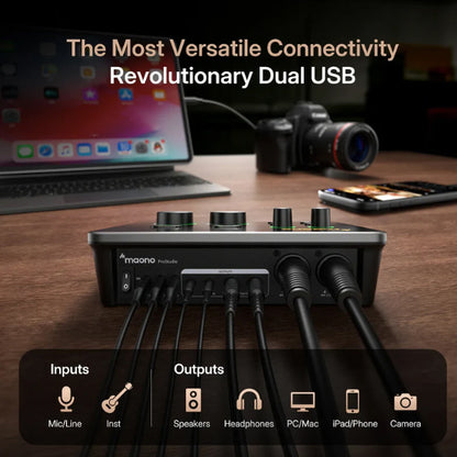 Maono P2 USB Hybrid Audio Interface Portable Studio Recording for PC and Mobile