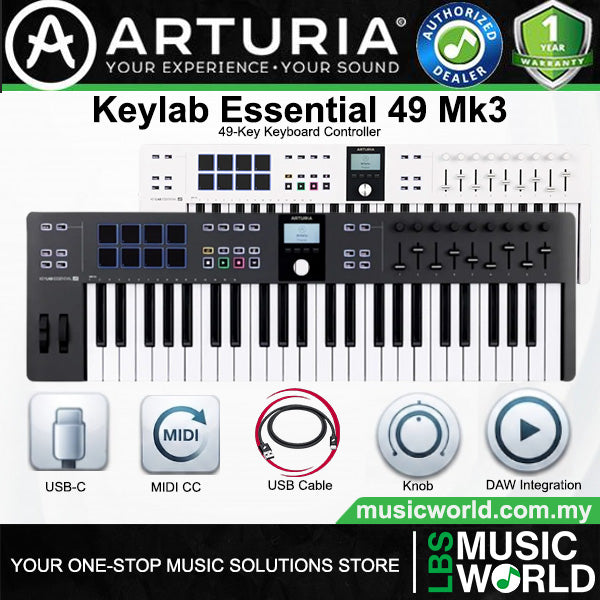 Arturia KeyLab Essential 49 Mk3 49 Slim Key USB Keyboard Controller With Custom Software Bundle