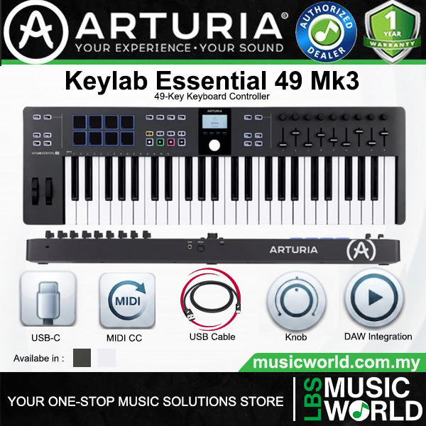 Arturia KeyLab Essential 49 Mk3 49 Slim Key USB Keyboard Controller With Custom Software Bundle