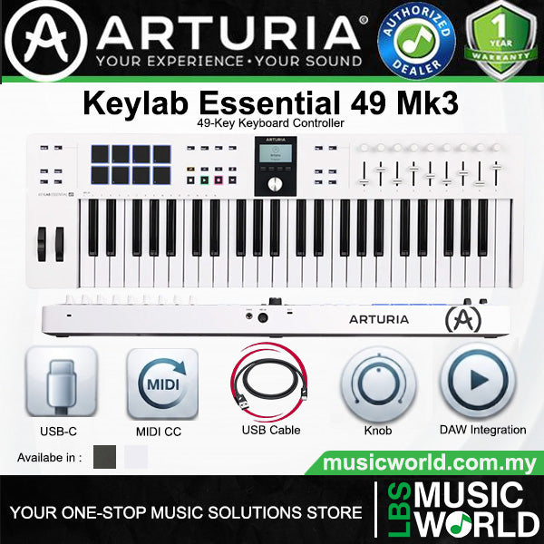 Arturia KeyLab Essential 49 Mk3 49 Slim Key USB Keyboard Controller With Custom Software Bundle