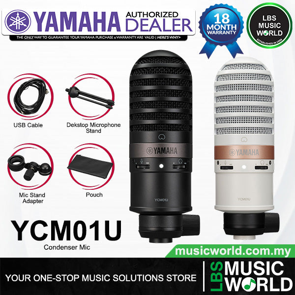 Yamaha YCM01U USB Cardioid Condenser Microphone with Mic Stand Adapter and USB Cable