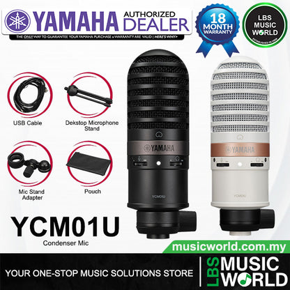 Yamaha YCM01U USB Cardioid Condenser Microphone with Mic Stand Adapter and USB Cable
