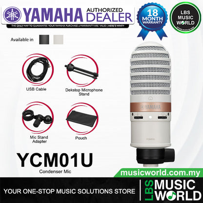 Yamaha YCM01U USB Cardioid Condenser Microphone with Mic Stand Adapter and USB Cable
