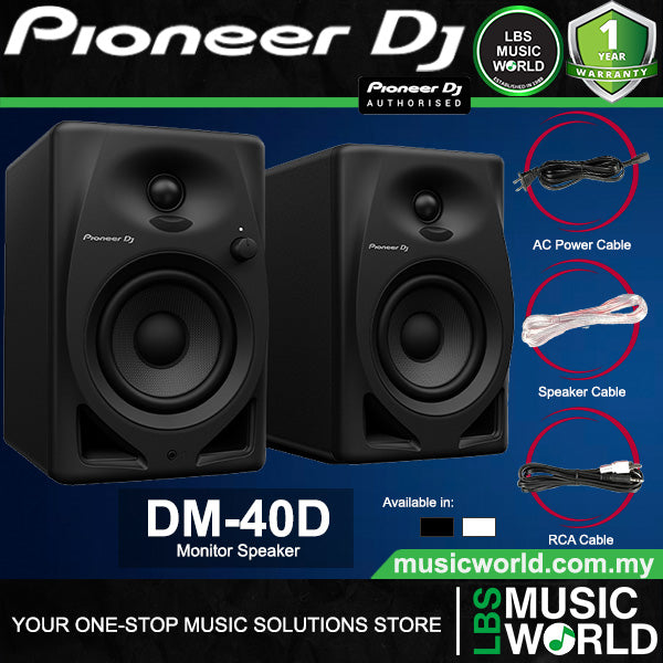 Pioneer DJ DM-40D 38 Watt 4 Inch 2 Way Sound Desktop Studio Monitor Speaker (DM40D)