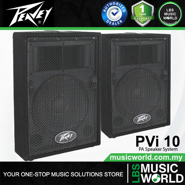 Peavey PVi 10 100 Watt 10 Inch Passive Two Way PA Speaker - Pair (Pvi10)