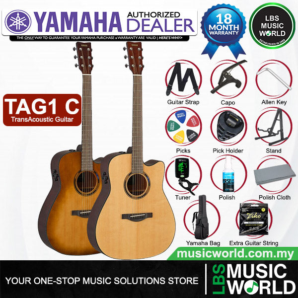 Yamaha TAG1 C 41" Dreadnought Cutaway Solid Spruce TransAcoustic Guitar With Pickup (TAG1C)