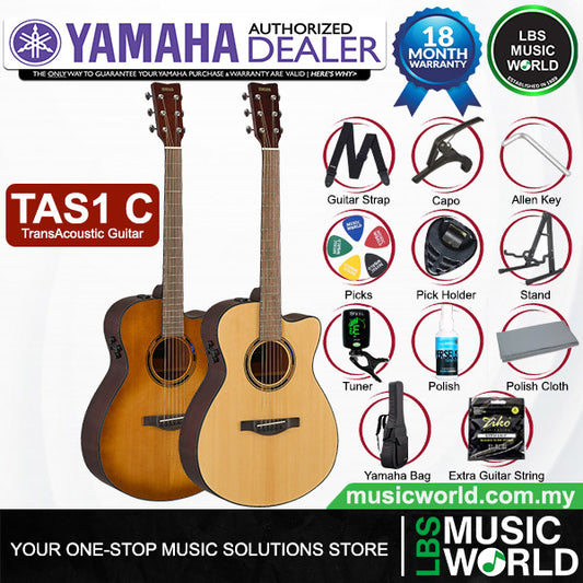 Yamaha TAS1 C 40" Concert Cutaway Solid Spruce TransAcoustic Guitar With Hard Bag (TAS1C)