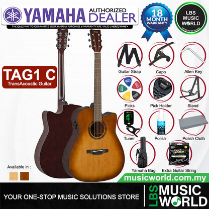 Yamaha TAG1 C 41" Dreadnought Cutaway Solid Spruce TransAcoustic Guitar With Pickup (TAG1C)