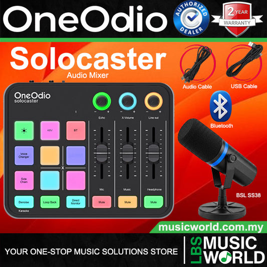 OneOdio Solocaster Multi Channel Portable Podcast Audio Interface Mixer with Live Streaming and Bluetooth