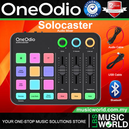 OneOdio Solocaster Multi Channel Portable Podcast Audio Interface Mixer with Live Streaming and Bluetooth