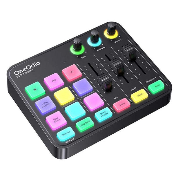 OneOdio Solocaster Multi Channel Portable Podcast Audio Interface Mixer with Live Streaming and Bluetooth