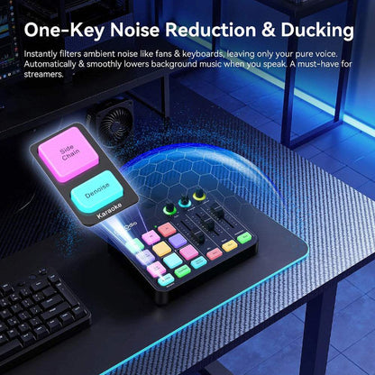 OneOdio Solocaster Multi Channel Portable Podcast Audio Interface Mixer with Live Streaming and Bluetooth