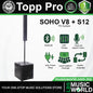Topp Pro SOHO V8 + S12 Professional 1400 Watt Active Column PA System with Integrated DSP