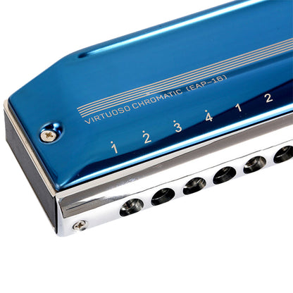 Easttop EAP-16 16 Hole Chromatic Harmonica C Key - Blue (EAP16)
