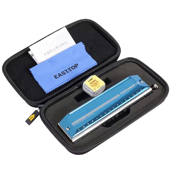 Easttop EAP-16 16 Hole Chromatic Harmonica C Key - Blue (EAP16)