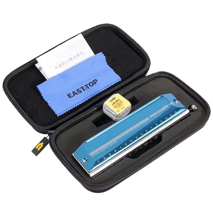 Easttop EAP-16 16 Hole Chromatic Harmonica C Key - Blue (EAP16)