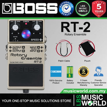 Boss RT-2 Rotary Ensemble Guitar Effect Pedal with Virtual Rotor Lights (RT2)