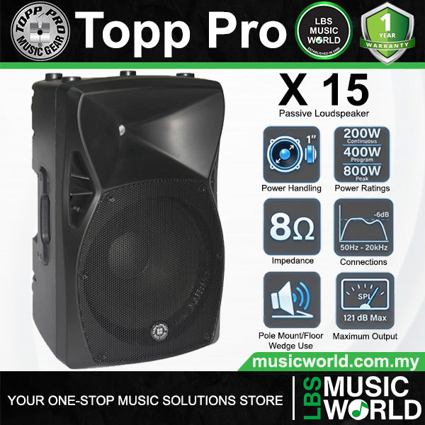 Topp Pro X15 400 Watt 2 Way 15 Inch Woofer Vented Passive Speaker Cabinet