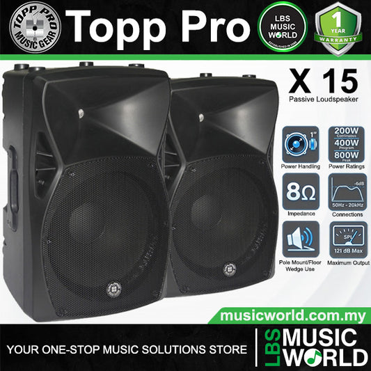 Topp Pro X15 400 Watt 2 Way 15 Inch Woofer Vented Passive Speaker Cabinet