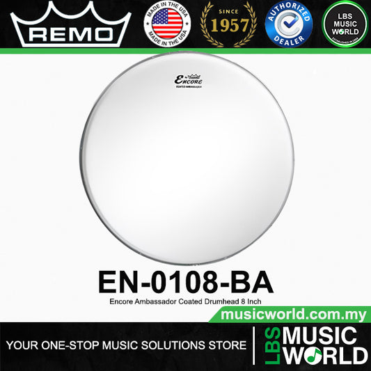 Remo Encore Ambassador 1Ply Coated Drumhead Drum Skin (8" 10" 12" 13" 14" 16")