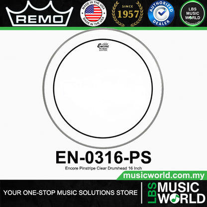 Remo Encore Pinstripe 1Ply Clear Drumhead Drum Skin (10" 12" 13" 14" 16")
