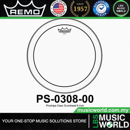 Remo Pinstripe 2Ply Clear Drumhead Drum Skin (6" 8" 10" 12" 13" 14" 16" 18")