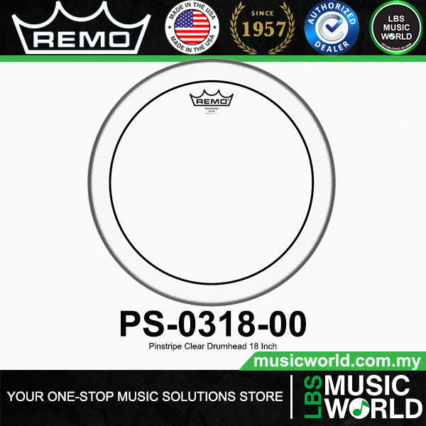 Remo Pinstripe 2Ply Clear Drumhead Drum Skin (6" 8" 10" 12" 13" 14" 16" 18")