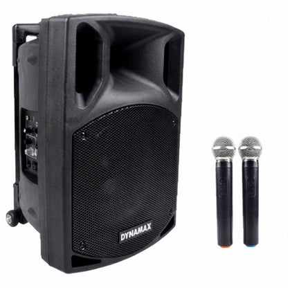 Dynamax PRO115+ 500 Watt 15 Inch Active Bluetooth Speaker System with 2 Wireless Handheld Microphone