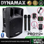 Dynamax PRO112+ 400 Watt 12 Inch Active Bluetooth Speaker System with 2 Wireless Handheld Microphone