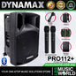 Dynamax PRO112+ 400 Watt 12 Inch Active Bluetooth Speaker System with 2 Wireless Handheld Microphone