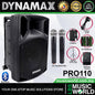 Dynamax PRO110 250 Watt 10 Inch Active Bluetooth Speaker System with 2 Wireless Handheld Microphone