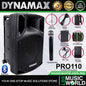 Dynamax PRO110 250 Watt 10 Inch Active Bluetooth Speaker System with 2 Wireless Handheld Microphone