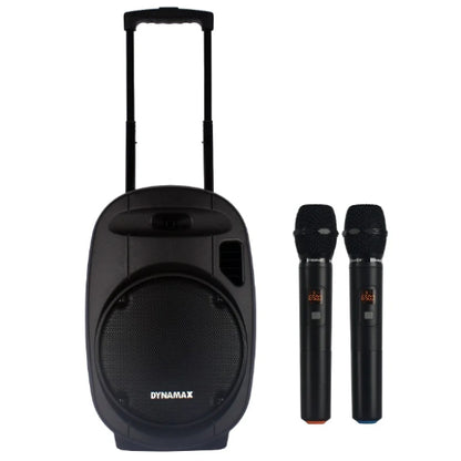 Dynamax PRO315 180 Watt 15 Inch Active Bluetooth Speaker System with 2 Wireless Handheld Microphone