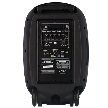 Dynamax PRO312 120 Watt 12 Inch Active Bluetooth Speaker System with 2 Wireless Handheld Microphone