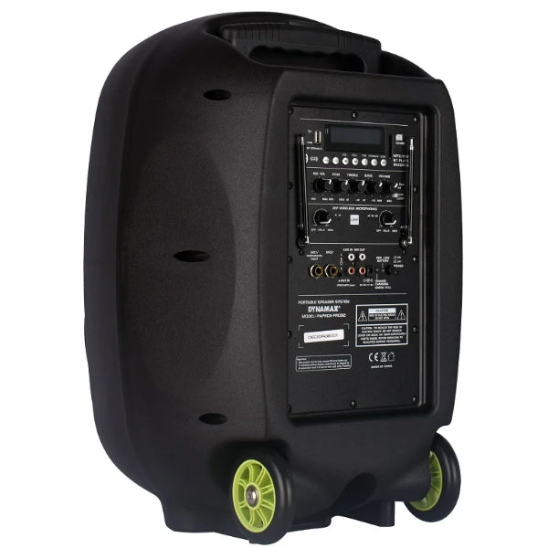 Dynamax PRO315 180 Watt 15 Inch Active Bluetooth Speaker System with 2 Wireless Handheld Microphone