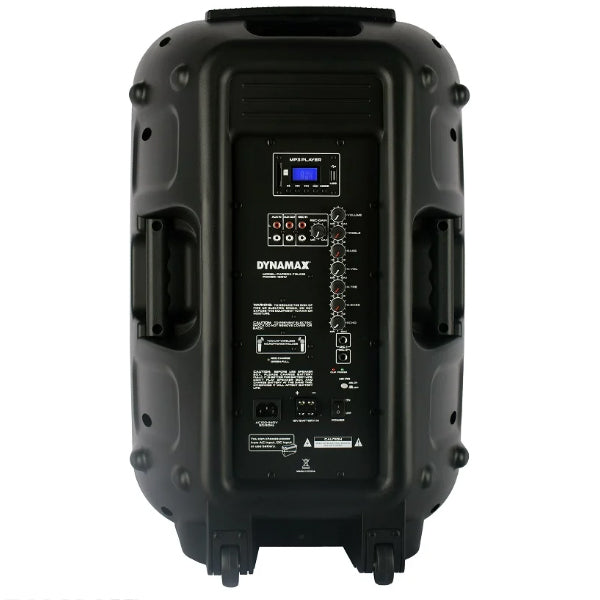 Dynamax TSL015 120 Watt 15 Inch Active Bluetooth Speaker System with 2 Wireless Handheld Microphone