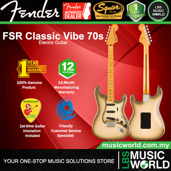 Squier By Fender FSR Classic Vibe 70s Stratocaster Electric Guitar Maple Fingerboard - Antigua Burst