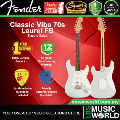 Squier By Fender Classic Vibe 70s Stratocaster Electric Guitar Laurel Fingerboard - Sonic Blue