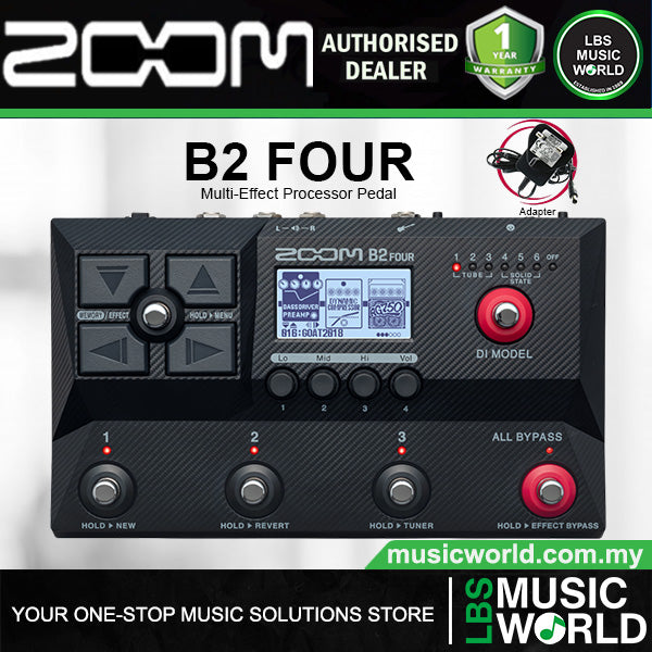 Zoom B2 Four Bass Multi Effects Processor Pedal Amp Emulator Guitar Pedal