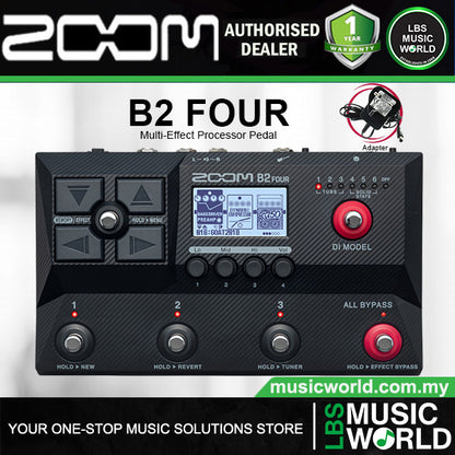 Zoom B2 Four Bass Multi Effects Processor Pedal Amp Emulator Guitar Pedal