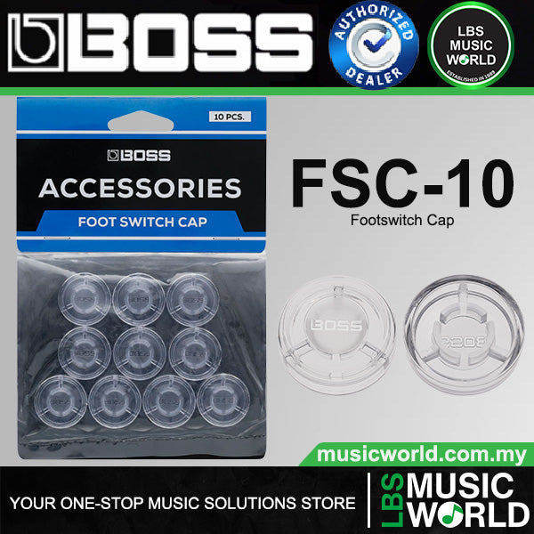 Boss FSC-10 Transparent Polycarbonate Topper Footswitch Cap with Logo - 10 Pieces (FSC10)