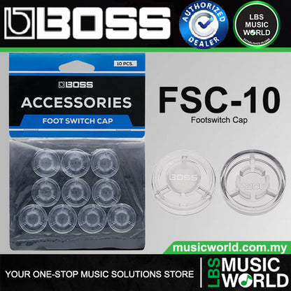 Boss FSC-10 Transparent Polycarbonate Topper Footswitch Cap with Logo - 10 Pieces (FSC10)