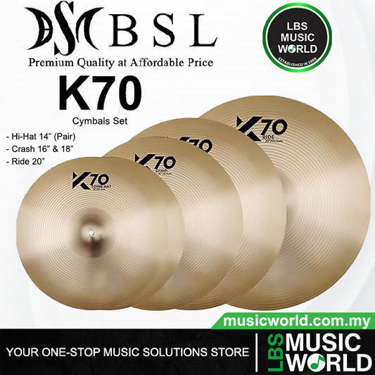 BSL K70 5 Pieces Alloy Cymbal Set 14" Hi-hat 16"18"Crash 20" Ride