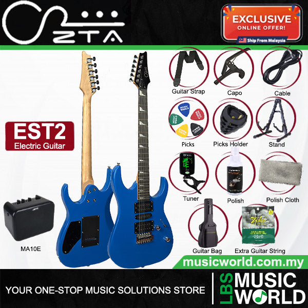 ZTA EST2 Solidbody Stratocaster Electric Guitar Package with Amplifier and Tremolo