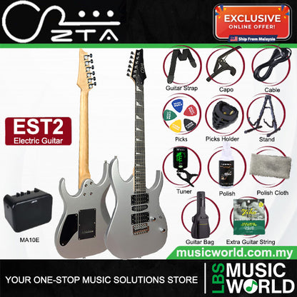 ZTA EST2 Solidbody Stratocaster Electric Guitar Package with Amplifier and Tremolo