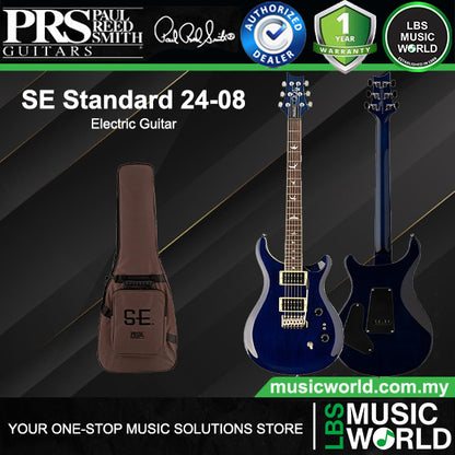PRS SE Standard 24-08 Mahogany Solidbody Electric Guitar with HH Pickup and Gig Bag - Translucent Blue