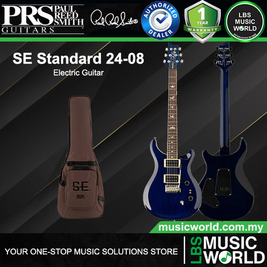 PRS SE Standard 24-08 Mahogany Solidbody Electric Guitar with HH Pickup and Gig Bag - Translucent Blue